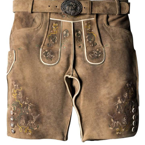 Faded Brown Trachten Lederhosen with Subtle Embroidery