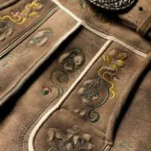 Faded Brown Trachten Lederhosen with Subtle Embroidery