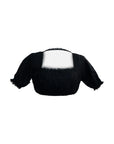 Black dirndl blouse with puff sleeves and lace neckline