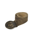 Rustic brown Trachten belt with deer buckle alpine Bavarian design