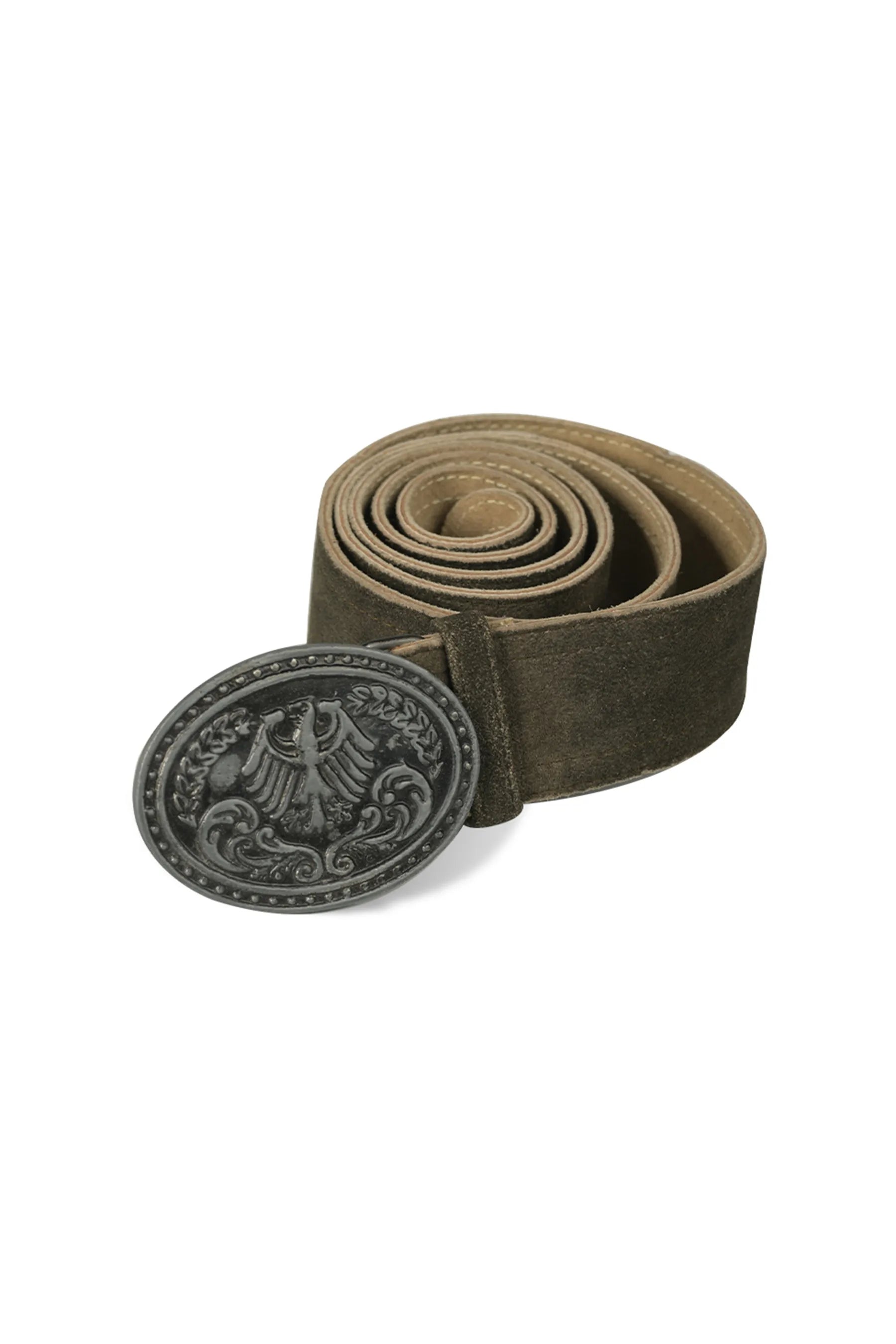Traditional Trachten belt brown leather with embossed eagle buckle