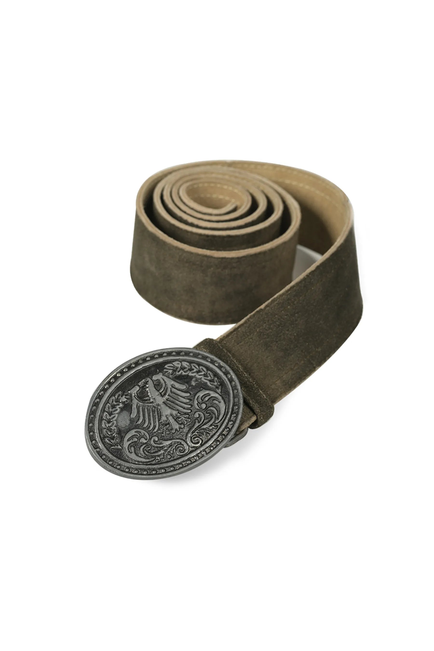 Traditional Trachten belt brown leather with embossed eagle buckle