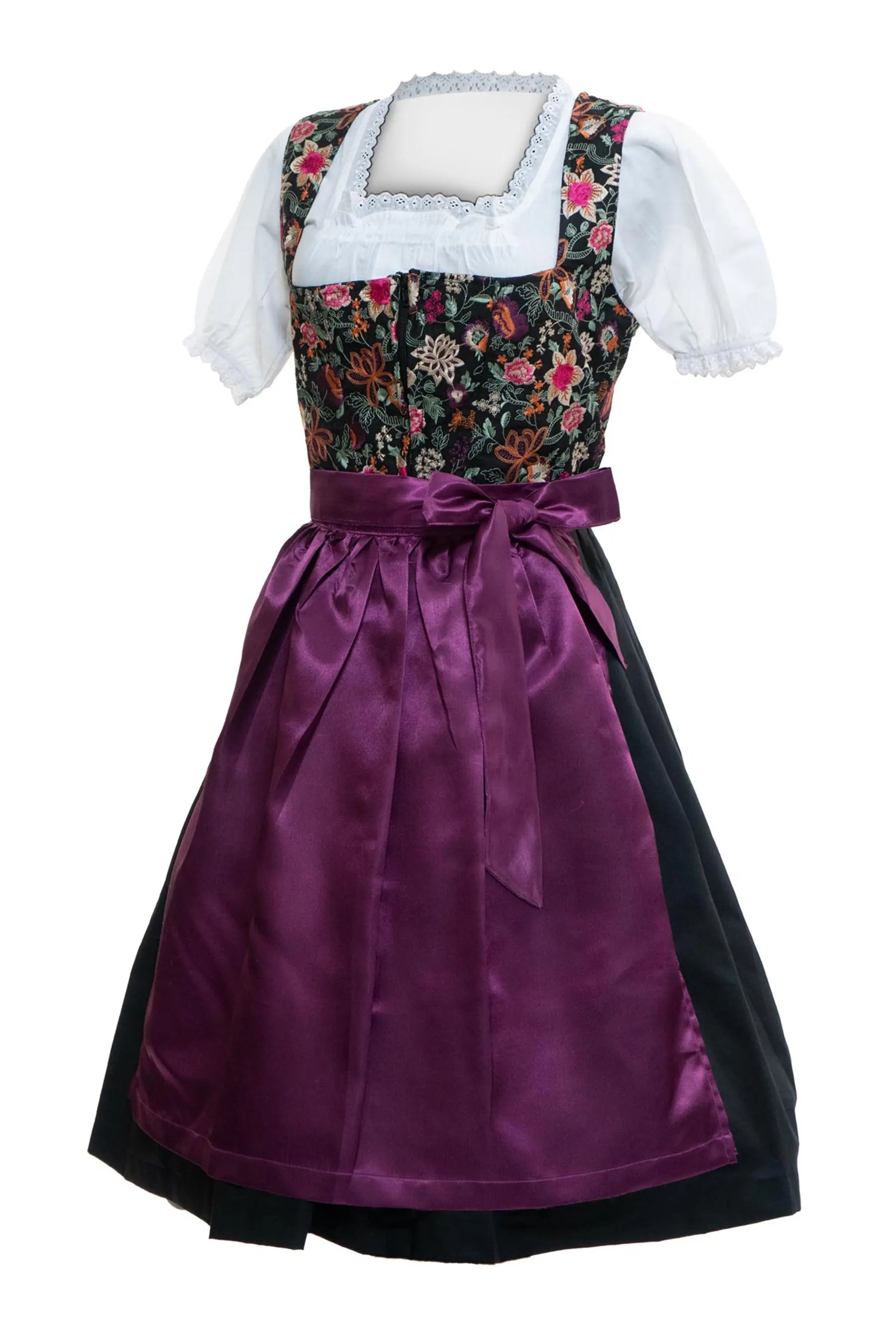 Black Floral Dirndl Dress