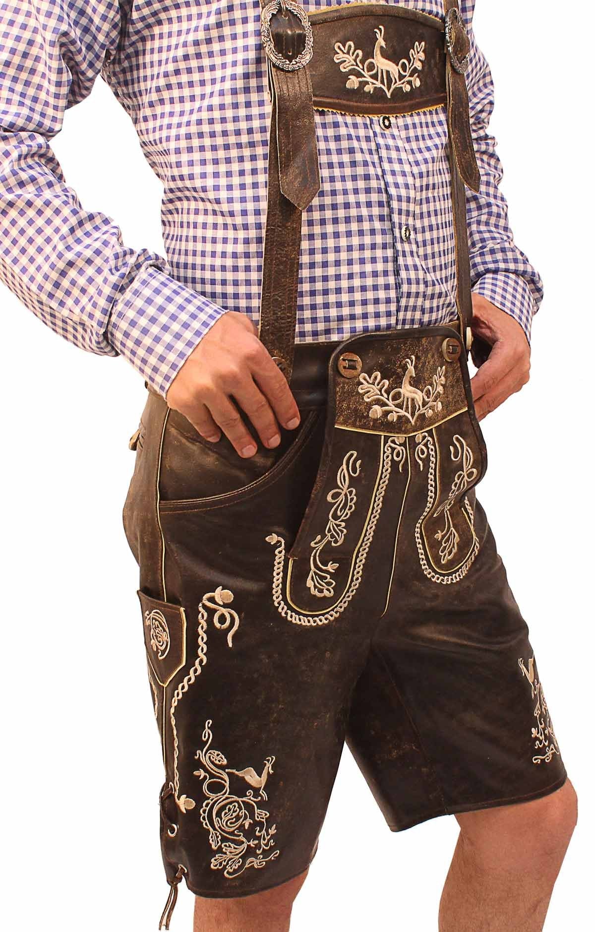 Authentic Short Lederhosen Double-Shaded Brown