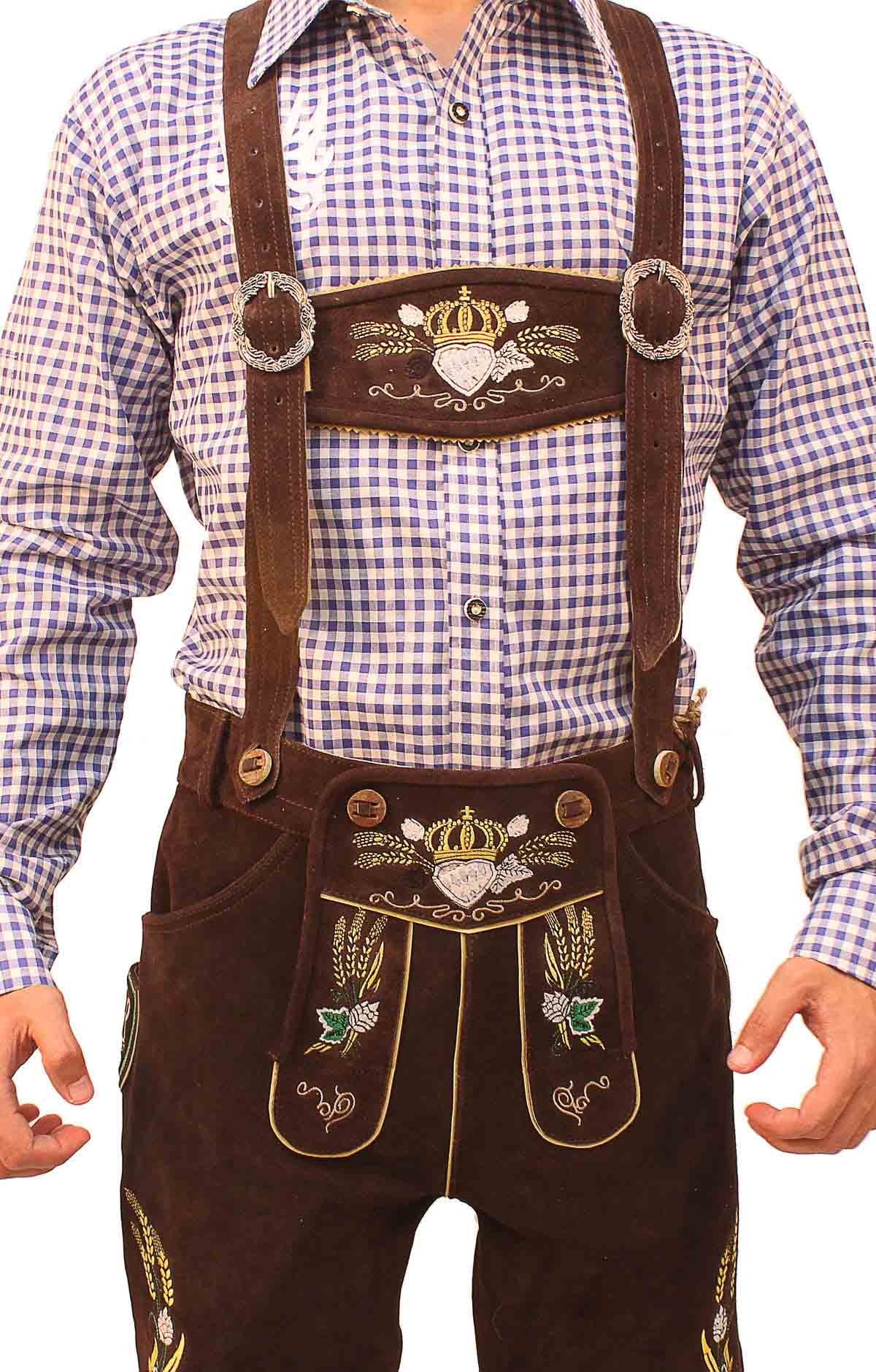 Traditional Short Lederhosen in Dark Brown Color