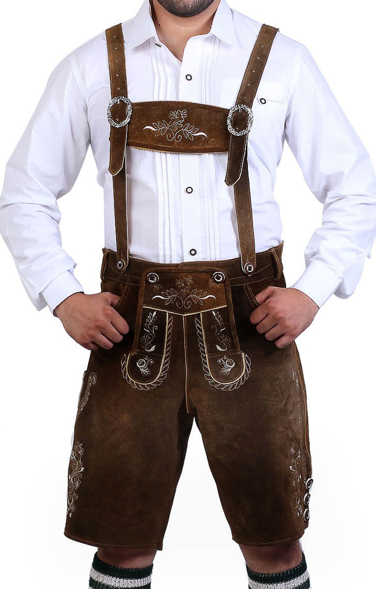 Comfortable Short Lederhosen Mocca Brown