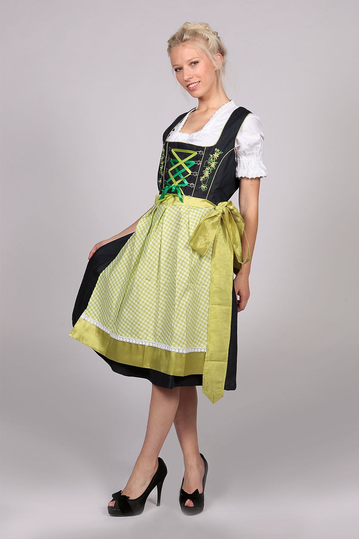 Green 2 Way Apron Dirndl Dress - 46 EU