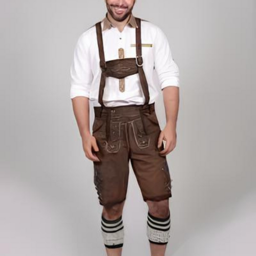 Dark Brown Lederhosen With Multiple Pockets
