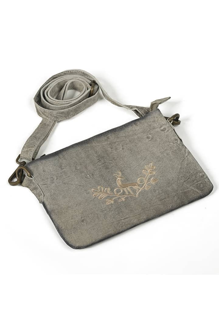 Stylish Trachten Gray Embroidered Bag