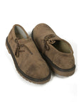 Light brown suede Haferl shoes with side lacing Oktoberfest style
