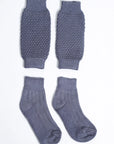 grey traditional Trachten socks and calf warmers textured pattern set