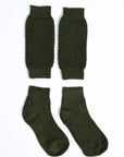 Traditional olive Trachten Loferl set textured calf warmers ankle socks