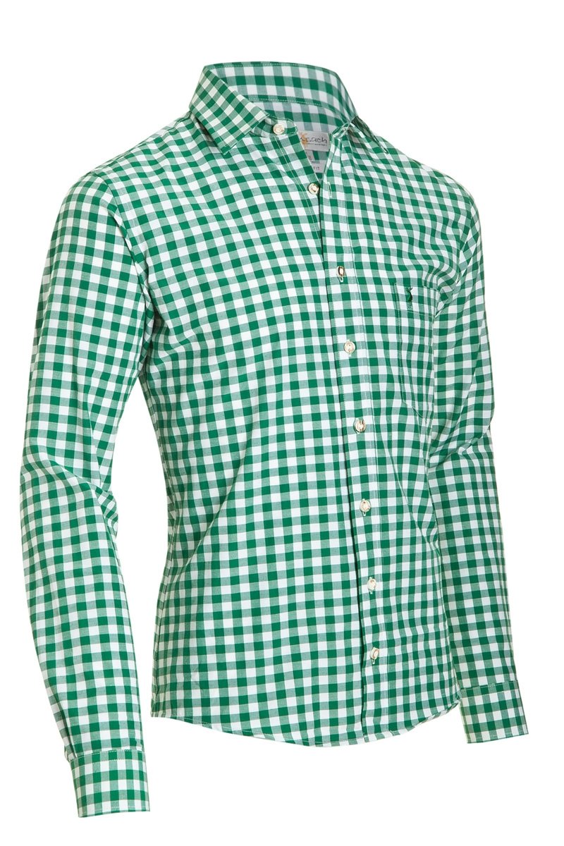 German Leather Shirt Checkered Pattern Shaded Green